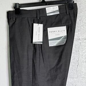 Perry Ellis Portfolio Mens ModernFit Pattern Dress Pant Black Birdseye 33x32 $95